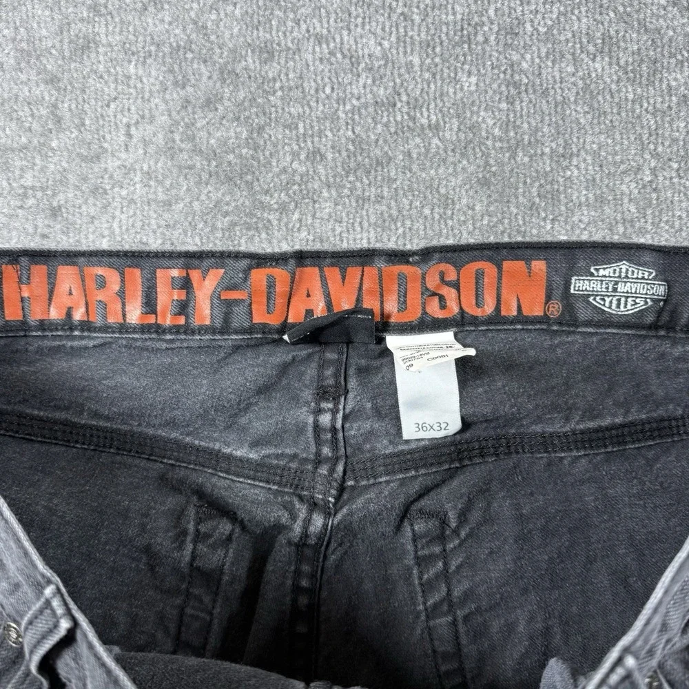 Harley Davidson Jeans Men's 36x32 Black Faded Straight Leg Biker Motorcycle